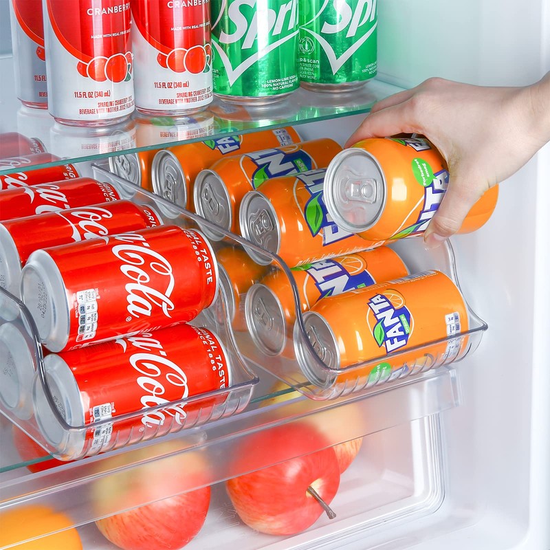 Puricon 2 Pack Standard Can Drink Dispenser Organizer for Refrigerator
