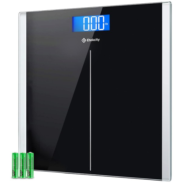 Etekcity Bathroom Scale for Body Weight, Highly Accurate Digital Weighing Machine for People, Large Size and Backlit LCD Display, 6mm Tempered Glass, 400 Pounds