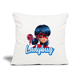 Spreadshirt Miraculous Merchandise Ladybug Friends with Tikki Throw Pillow Cover 18” x 18”, One Size, Natural White