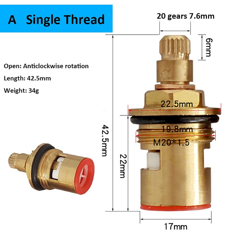Metal Valve Tap Faucet Replacement 20 Gears 1/2" Quarter Brass