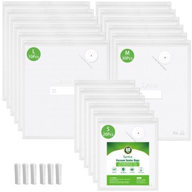 [2025 Upgraded] Syntus Vacuum Sealer Bags for Food, 60 Pcs (S+M+L) 8" x 10" and 10" x 13.8" and 11.8" x 13.8" Food Storage Bags for Sous Vide Cooking Microwave Heating, Air Valve Zipper Bags