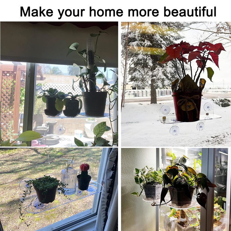 Oloxayi 2 Pack Window Shelf for Plants with Load-Bearing Brackets,12