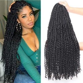 Xtrend 22 Inch Black Pre Twisted Passion Twist Hair, 6 Packs, 15 Strands/Pack, Bohemian Pre Looped Synthetic Water Wave Natural Hair, Crochet Braids, Passion Twist Hair for Black Women
