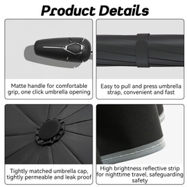 Breliio Umbrella, Mini Clip Umbrellas, Reflective Safety Strip, Lightweight Folding Compact and Portable for Sunny and Rainy Days