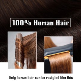 Benehair Dark Brown Hair Extensions Clip in Straight 16 Inch 3/4 Full Head One Piece Hair Clip in with 5 Clips Clip in Hair Extensions Real Human Hair for Women with Thinning Hair(#2 Dark Brown, 16〃)