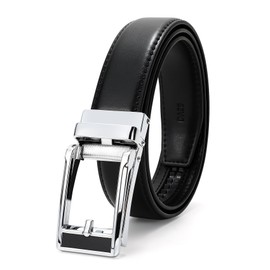 JASGOOD Men's Belt Leather Ratchet Dress Belt Mens Adjustable Leather Belt for Casual Golf Dress Pants, One Hand Release