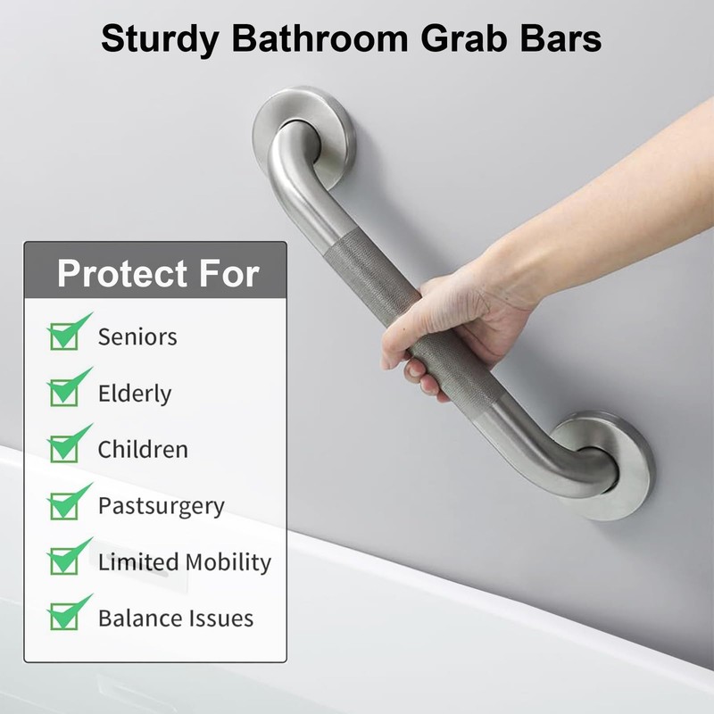 IJDD 16 Inch Shower Grab Bars for Seniors, 2 Pack