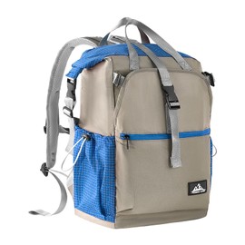 POWER KING 35L Expandable TO 45L Travel Backpack for Women Men, Lightweight Laptop Backpack Casual Daypack, Outdoor Roll Top Hiking Backpack, Fit for 19 inch Laptop (Blue and Grey, 35L TO 40L)