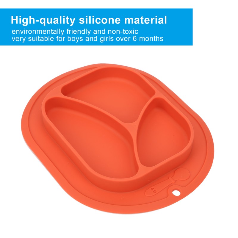 Divided Baby Plate Sucker Suction Cup AntiDrop Bowl Silicone Skidproof