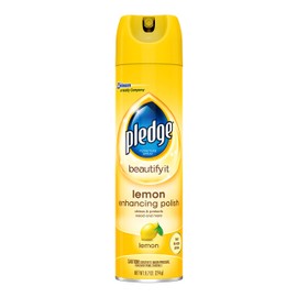 Pledge Multi-Surface Cleaner Spray and Wipes, Works on Leather, Granite, Wood, and More, Bundle, Lemon (2 Count of 9.7 oz Cans, and 2 Pack of 24 Wipes)