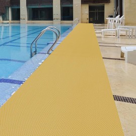 PVC Drainage Floor Mat Non-Slip Commercial Wet Area Mat for Outdoor and Indoor Restaurant Kitchen Bar Swimming Pool Splash Matting Water Drain Flooring Mat (Goose Yellow and Crescent White, 3FTX11FT)