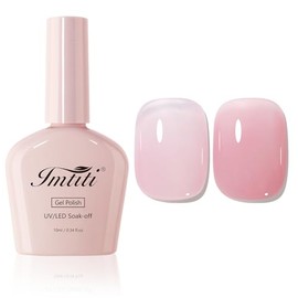Imtiti French Gel Nail Polish, Sheer Jelly Light Pink Translucent Pink Color UV/LED Soak Off Gel Polish for DIY Nail Art Manicure and Pedicure at Home(0.34 Fl Oz-976)