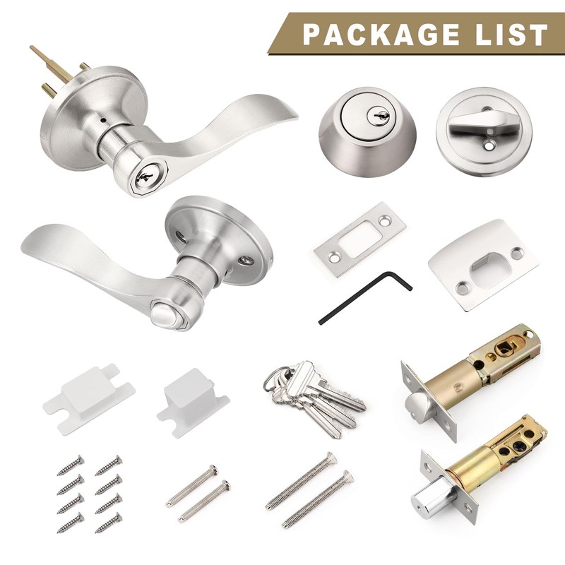 Brotima 3 Pack Keyed Alike Door Lever Set with Single