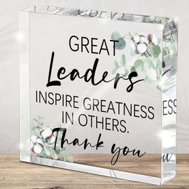 Regalo de Best Leader – Great Leaders Inspire Greatness In Others – Regalos de agradecimiento para Leader Mentor Boss – Placa cuadrada de acrílico para computadora de oficina en casa