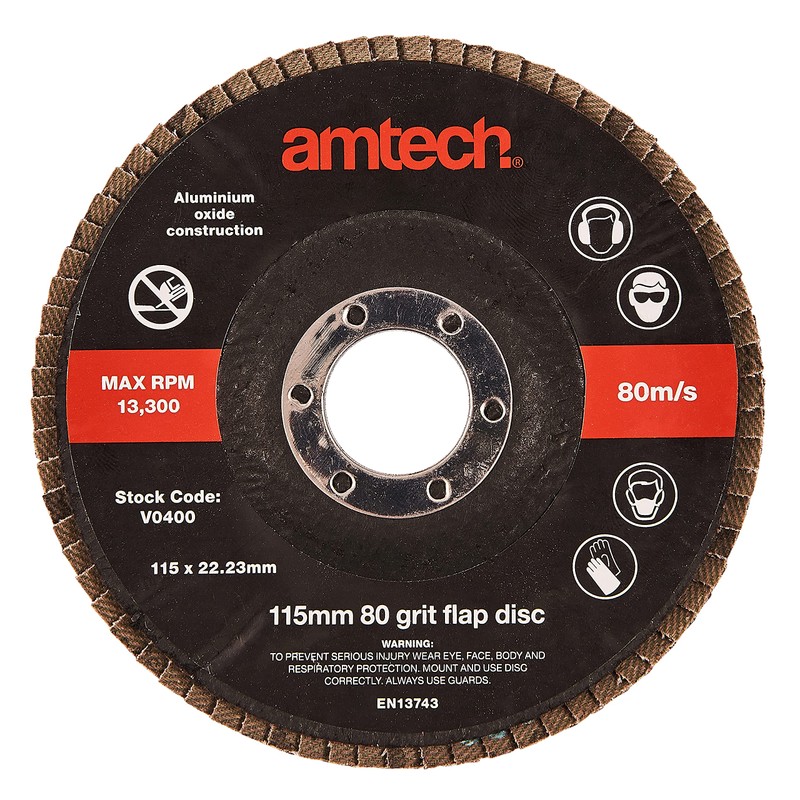 Amtech V0400 115mm 80 grit flap disc