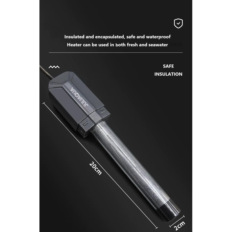 JULIAQUA Aquarium Heater with Temperature Display Eco Heater Adjustable 25W/50W/100W/200W/300W/500W