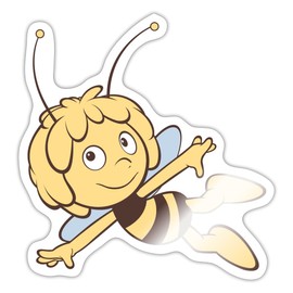 Spreadshirt Maya the Bee Flies Retro Sticker, 10 x 10 cm, Glossy White