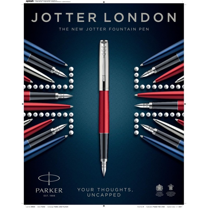 Parker Jotter Stainless Steel Fountain Pen - Kensington Red Lacquer