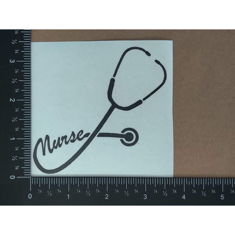 Nurse Decal Pack: Heart, Heartbeat, Infinity, Stethoscope (Black, Small 3.5")