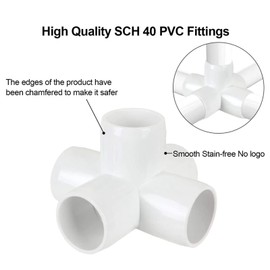 Pack of 10 4-Way PVC Fitting, Angle Pipe Connector, 4-Way PVC Connector, 25 mm Inner Diameter, Pipe Fittings for Water Pipes and Furniture (White)