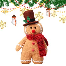 Gingerbread Man Doll, Christmas Gingerbread Man Plush, Stuffed Gingerbread Man, Gingerbread Man Figure, Christmas Gingerbread Man Table Ornament, for Indoors, Outdoors, Christmas Figures, Table