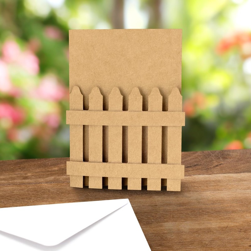 Katy Sue White and Kraft Picket Fence Shaped 5 x