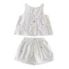 Cantuccistudio Baby Girl Summer White Embroidered Ruffle Sleeveless Top and