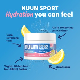 Nuun Nuun Sport Electrolyte Powder Drink Mix with Magnesium, Calcium, Potassium, Chloride, and Sodium, Pink Lemonade Flavor, Gluten Free & Vegan, Up to 20 Servings
