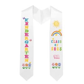 NIYNRDE Kindergarten Graduation Stole, White Stoles for Graduation 2025, Graduation Sash