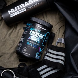 NutraBio Creatine Burst – Micronized Creatine Monohydrate Powder – 300 G – Muscle Growth, Reduce Soreness – Faster Recovery Time – 60 Servings Arctic Blast