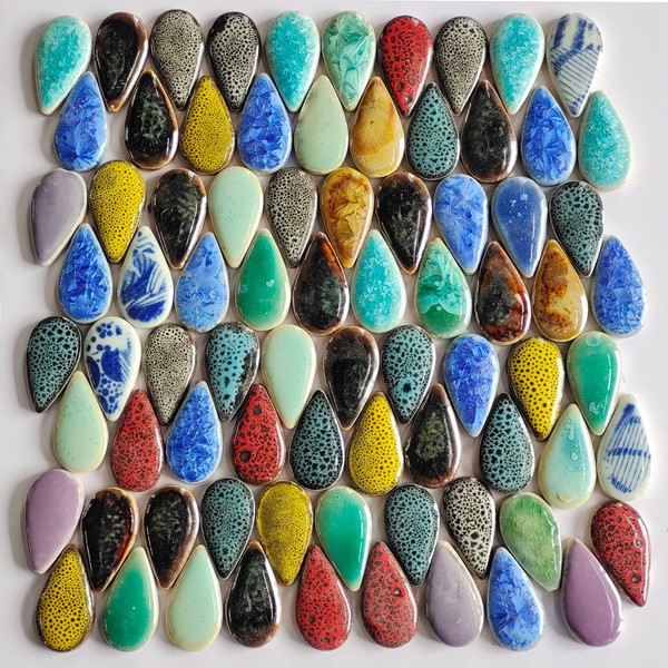 200g Ceramics Mosaic Tiles Random Color Raindrops Shape Mosaic Ceramics Pieces for DIY Crafts Home Decoration(18x28mm)