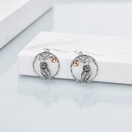 Wolf/Cat/Owls/Bee/Phoenix/Hummingbird/Fox/Dragonfly/Sloth Earrings 925 Sterling Silver Animal Earrings Jewellery Gifts for Women Girls, Sterling Silver, No Gemstone