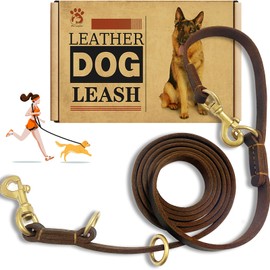 Correa De Cuero para Perros con Manos Libres De 8 Pies, Correas para Perros Multifunción De Cuero Genuino Duradero, Correa De Cuero Fuerte para Perros