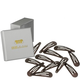 HAARallerliebst More Grip Hair Clips Non-Slip (Pack of 12 | Brown Shimmering | Approx. 5 cm) with Box for Storage (Box Colour: White)