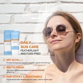 NEUTRIHERBS Upgraded SPF50 Clear Gel Sunscreen with Vitamin C, Lightweight Daily Sun Protector Block UVA/UVB, No White Cast PA+++ Broad-Spectrum - Travel Size 1.7 Oz