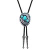 QUKE Blue Natural Turquoise Flower Pattern Bolo Tie Western Cowboy