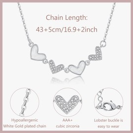 Eahoopfm 40th Birthday Gifts for Women, Silver Heart Necklace with Sparkling Cubic Zirconia Romantic Women Gifts for Birthday