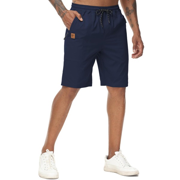 YuKaiChen Men's Summer Stretch Twill Chino Shorts with Zip Pockets,