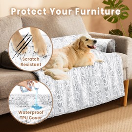 blunique Large Dog Couch Bed for Large Dogs Faux Fur, Waterproof Dog Bed for Couch Protector, Calming Dog Bed Washable with Memory Foam for Pet Sofa Cover, XLarge 45x37 Inches