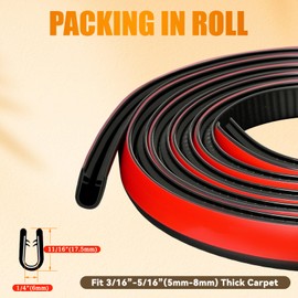 Carpet Edge Trim, Trim Lock Carpet Binding, Self Adhesive Edge Protector for Area Rug, Black Color, 20Ft, PVC Material