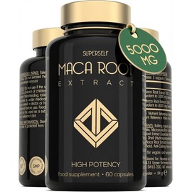 Maca Root Capsules 5000mg - Black & Yellow Maca Tablets for Women & Men - High Potency Herbal Booster - Macca Root Powder Extract 60 Capsules - Vegan Supplement