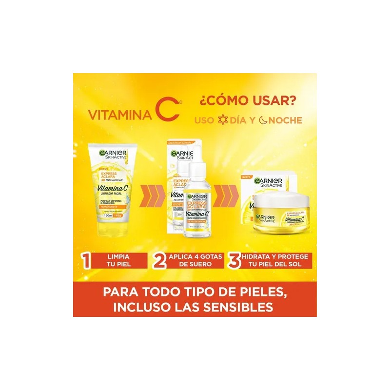 Kit Garnier Express Aclara Serum +crema +gel Con Vitamina C
