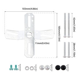 RTNLIT 4" Light Fixture Mounting Bracket, Universal Chandelier Crossbar 180 Rotation and Fixed, Cross-Shaped Lighting Parts with Screws and Nuts, 1 Pack