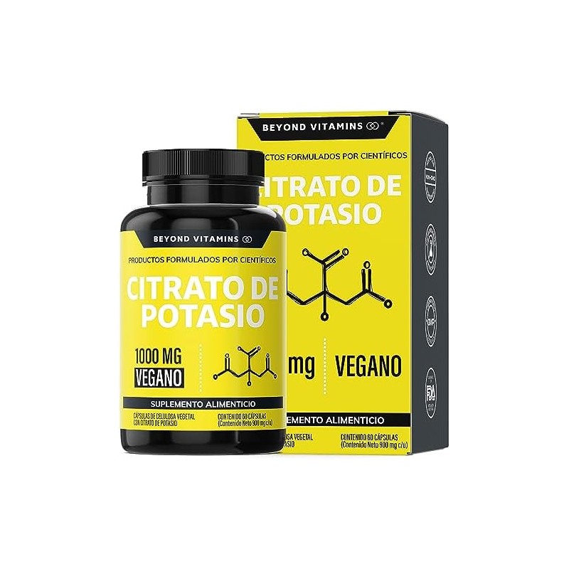 Citrato de Potasio 1000mg Adicionados con Platano en Polvo, Curcuma