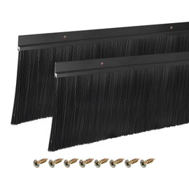uxcell 2Pcs Door Brush Bottom Sweep H-Shape Aluminum Alloy Base with 4.7-inch PP Brush for Home, Industrial (47-inch L, Black)