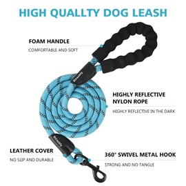 Rttochfy Dog Leash Heavy Duty - 2/4/5/6/8/10 Foot Rope Leash with Comfortable Padded Handle and Reflective - Puppy Training Leash for Small Medium Large Breed Dogs - (1/2" x8 FT, Pink)