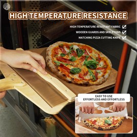 Fortune teller Sliding Pizza Peel, Pizza Peel 12 Inch, Non-stick Pizza Slider Paddle with Pizza Cutter Rocker, Wooden Detachable Transfers Pizza Spatula for Indoor & Outdoor, 22" X 12" Pizza Board
