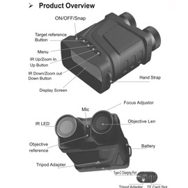 1080P Portable Binocular Night-Visions Device Day Night Use Photo Video Taking 5X Digital Zoom 300M Full Dark Viewing Distance for Outdoor Hunt Boating Journey