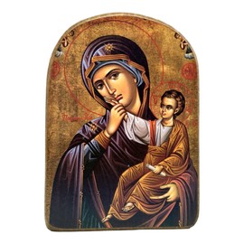 Handmade Wooden Greek Christian Orthodox Mount Athos Icon of Virgin Mary /Mp2