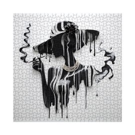 Elegant Women Jigsaw Puzzle 1000 Piece for Adult, White Black Difficult Pretty Art Jigsaw Puzzles, Beautiful Aesthetic Challenging Puzzle